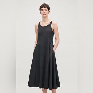 Cos Panelled Gathered Side Mixed Material Sleeveless Midi Dress